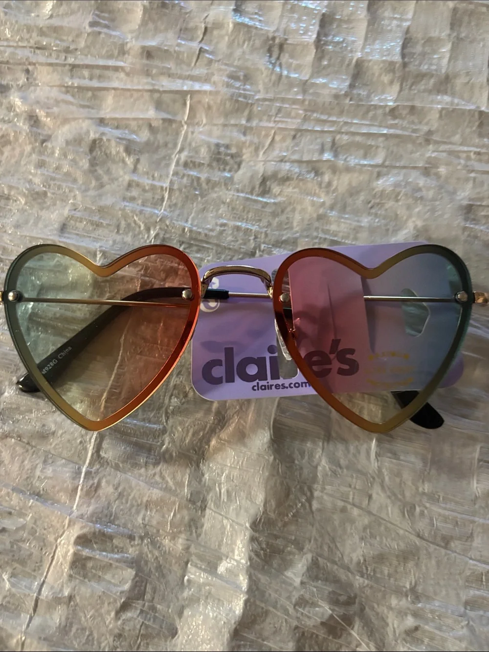 Claire's Heart-Shaped Sunglasses - Orange, Green, Blue Gradient